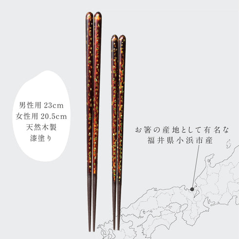 夫婦箸 伝統工芸師作 古代若狭塗 磯時雨.|s6